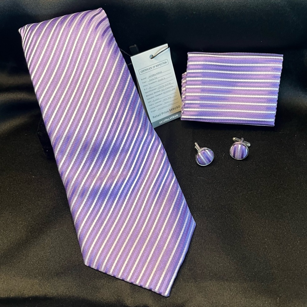 NWT-Silk Purple Striped Tie Set
